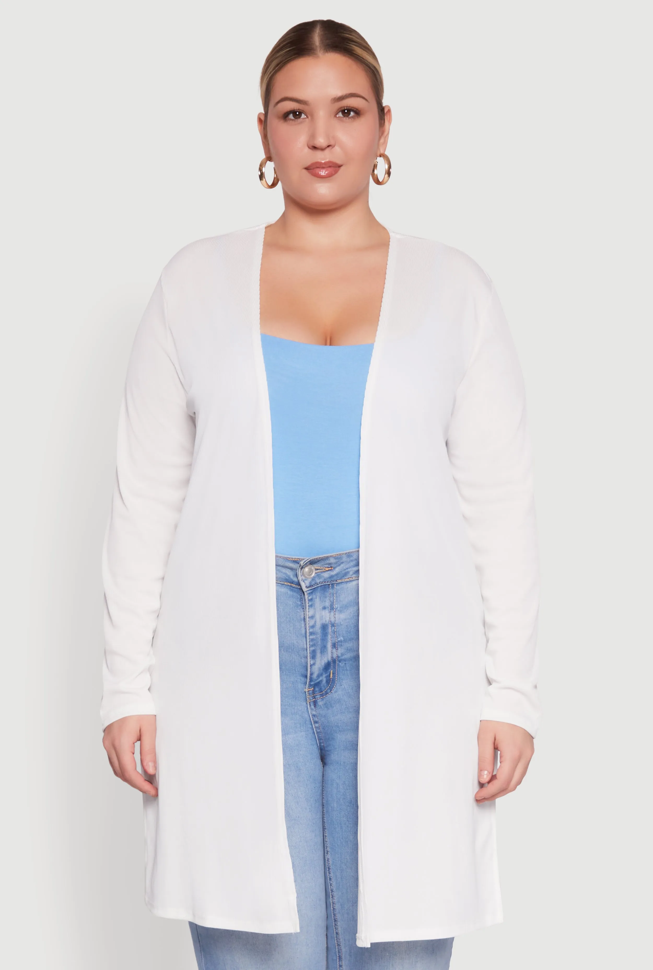 Plus Size Rib Knit Long Sleeve Duster sold by Rainbow product image thumbnail 2