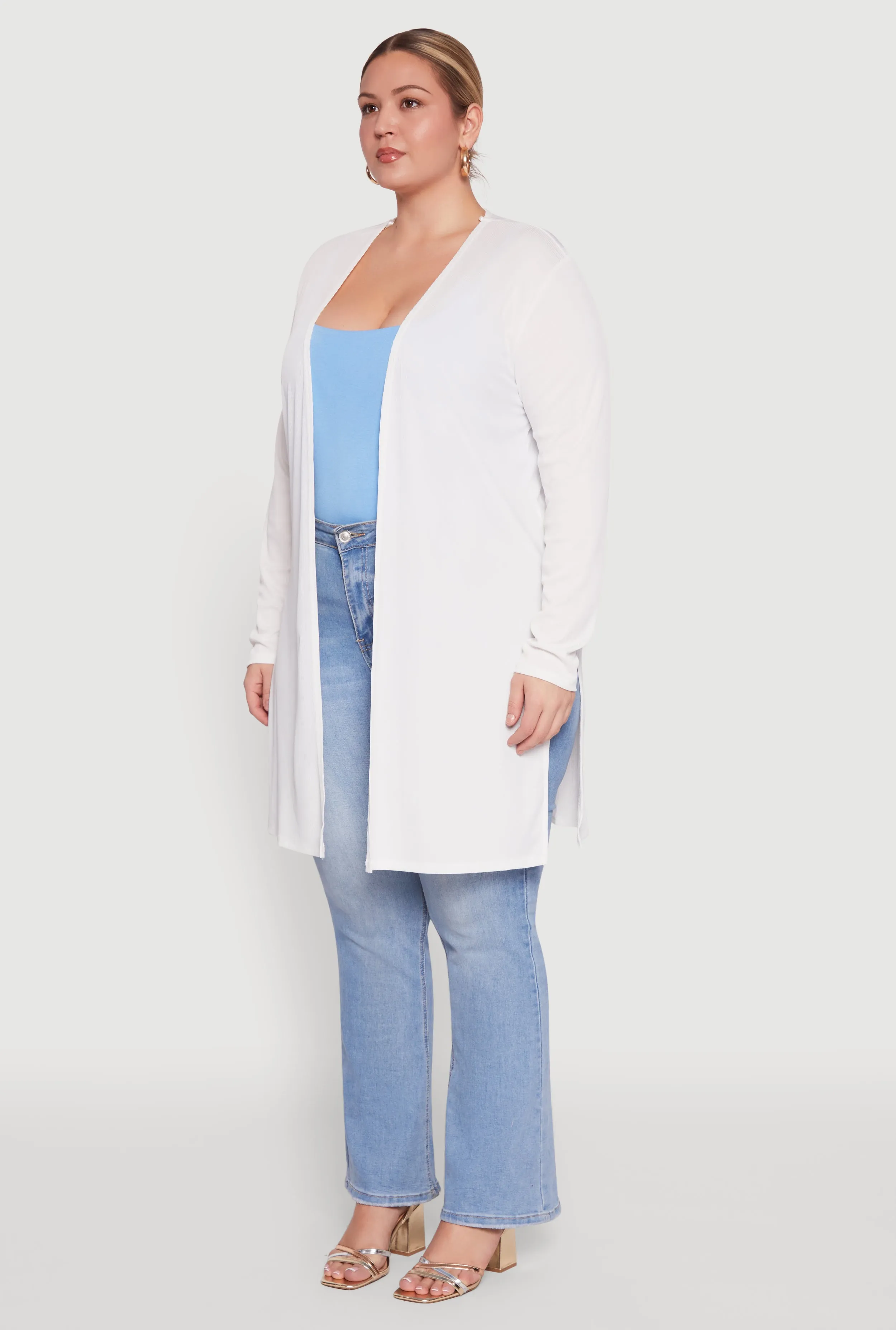 Plus Size Rib Knit Long Sleeve Duster sold by Rainbow product image thumbnail 5