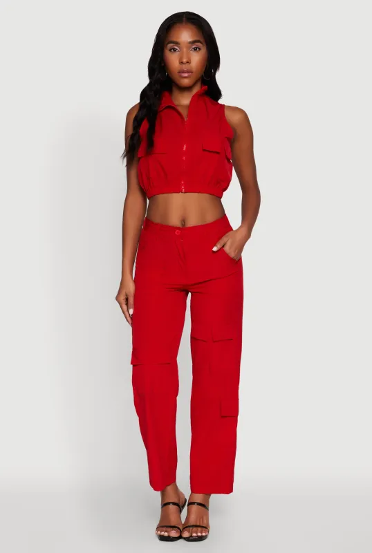 High Waisted Nylon Cargo Pants sold by Rainbow