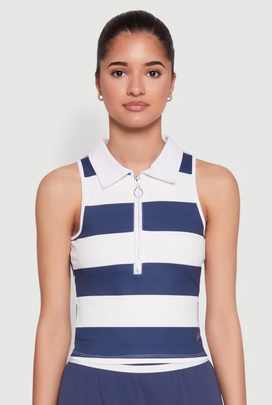 Striped Quarter Zip Sleeveless Polo Shirt sold by Rainbow