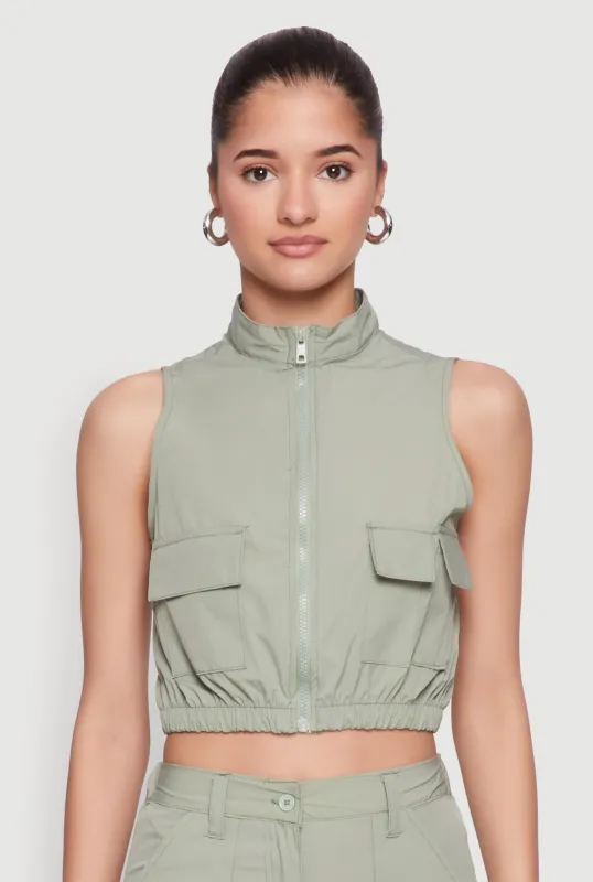 Zip Front Cargo Pocket Windbreaker Vest sold by Rainbow