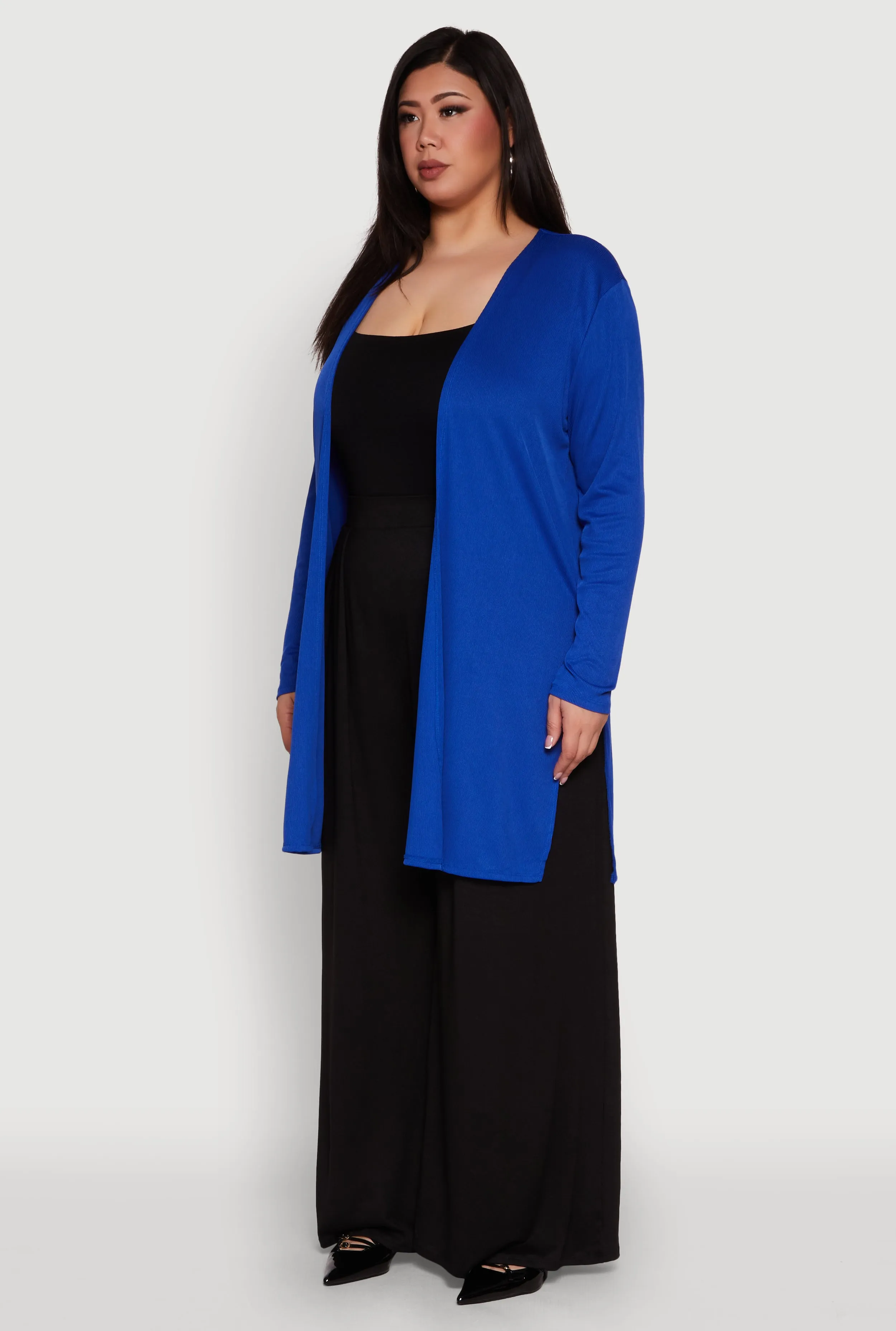 Plus Size Rib Knit Long Sleeve Duster sold by Rainbow product image thumbnail 5
