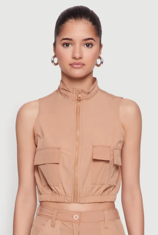 Zip Front Cargo Pocket Windbreaker Vest sold by Rainbow