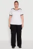 Plus Size Contrast Trim Short Sleeve Top sold by Rainbow