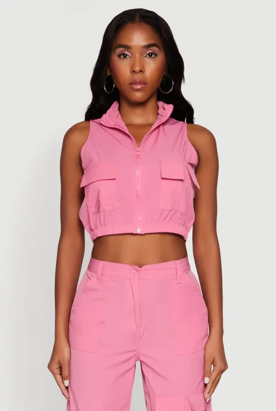 Cargo Pocket Zip Front Windbreaker Vest sold by Rainbow