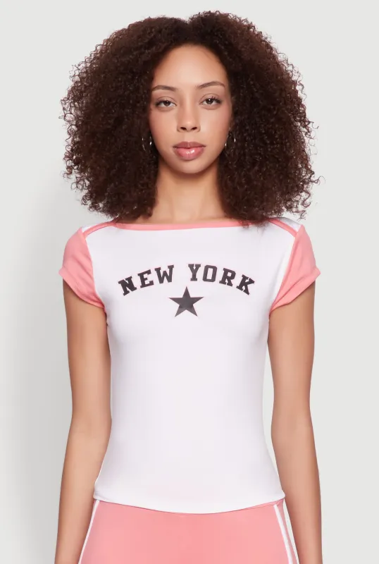 New York Graphic Color Block T Shirt sold by Rainbow