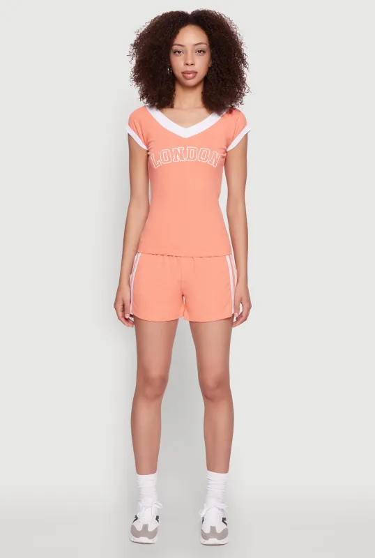 High Waisted Varsity Stripe Bike Shorts sold by Rainbow