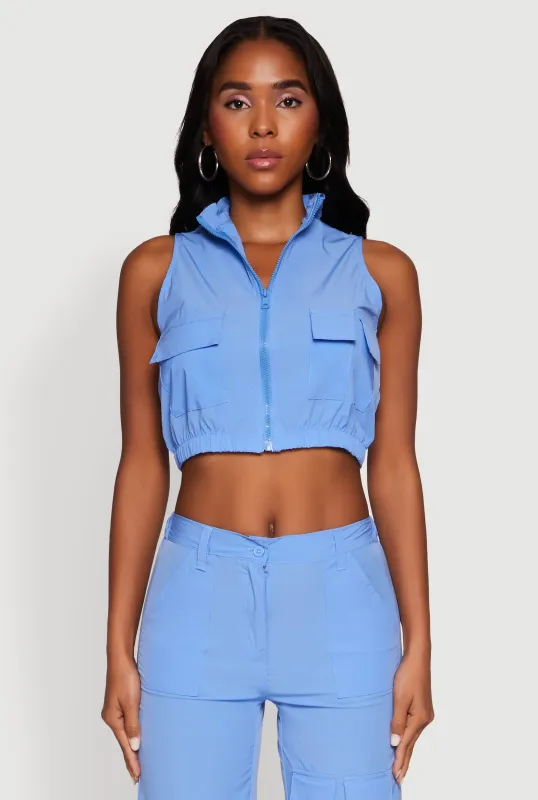 Cargo Pocket Zip Front Windbreaker Vest sold by Rainbow