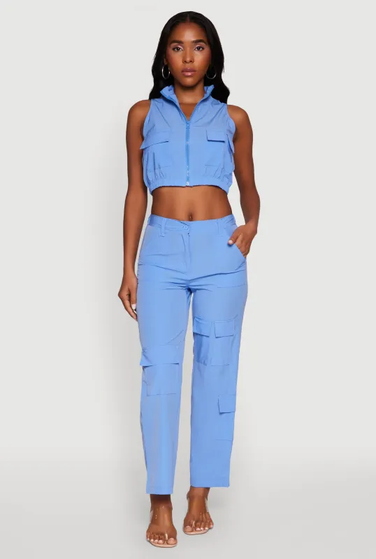 High Waisted Wide Leg Stretch Cargo Pants sold by Rainbow