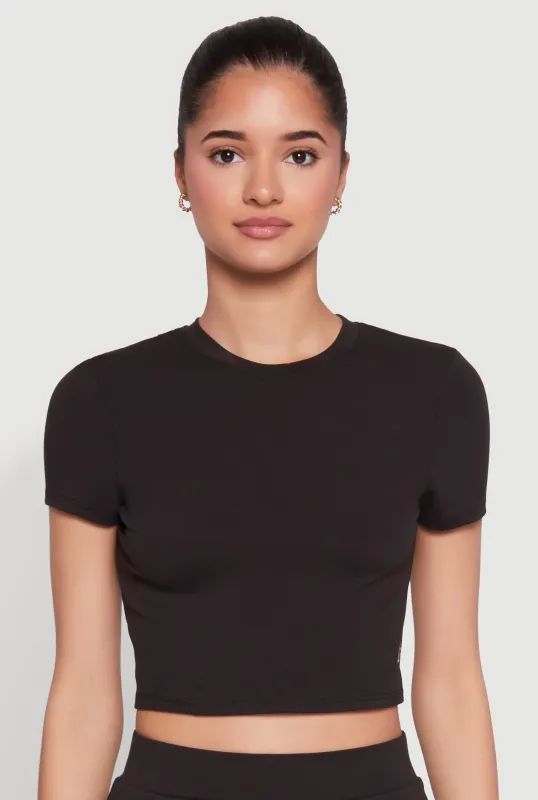 Cut Out Back Crew Neck Crop Top sold by Rainbow