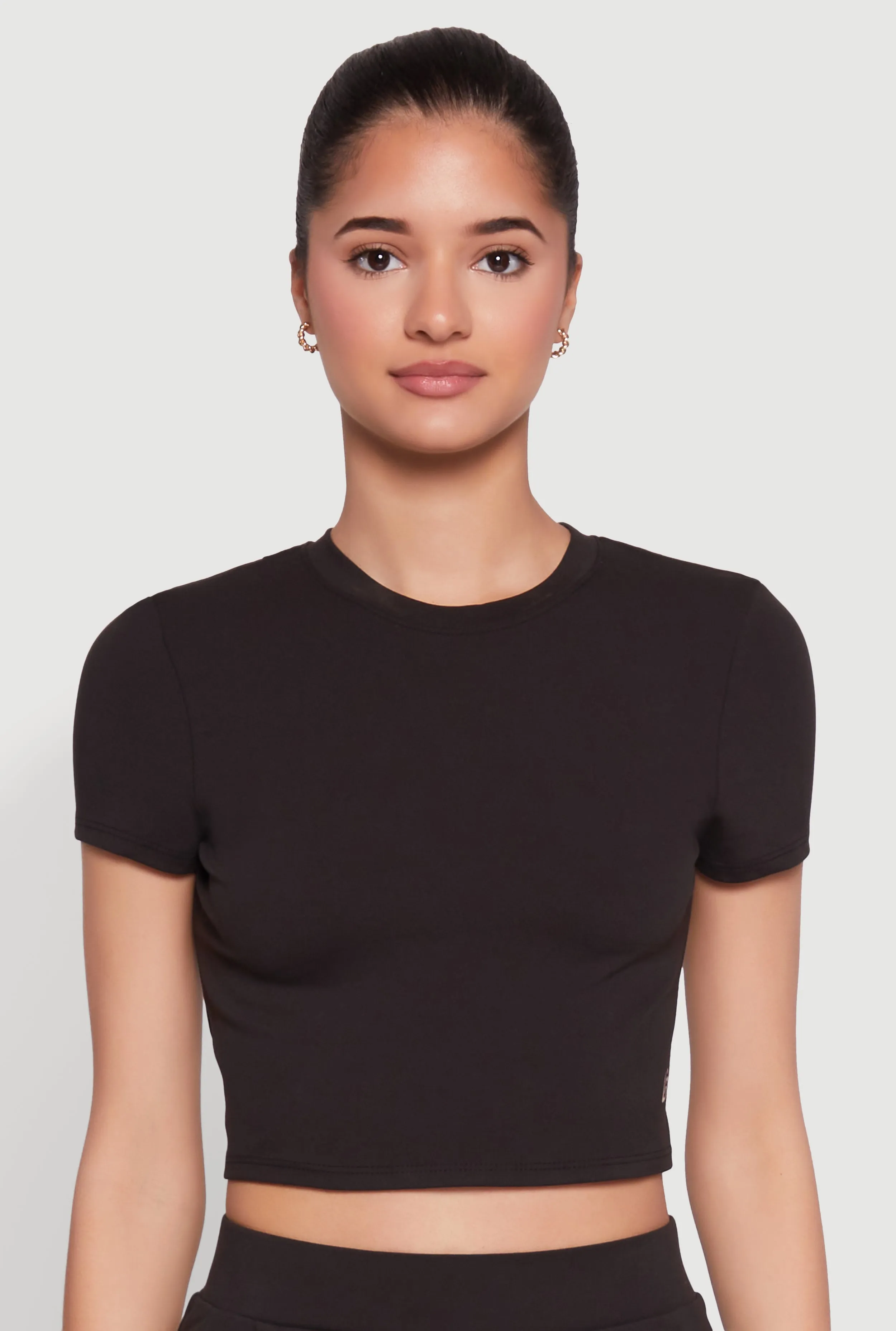 Cut Out Back Crew Neck Crop Top sold by Rainbow