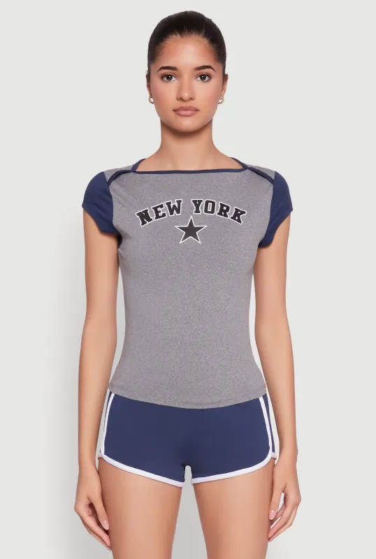 New York Graphic Color Block T Shirt sold by Rainbow