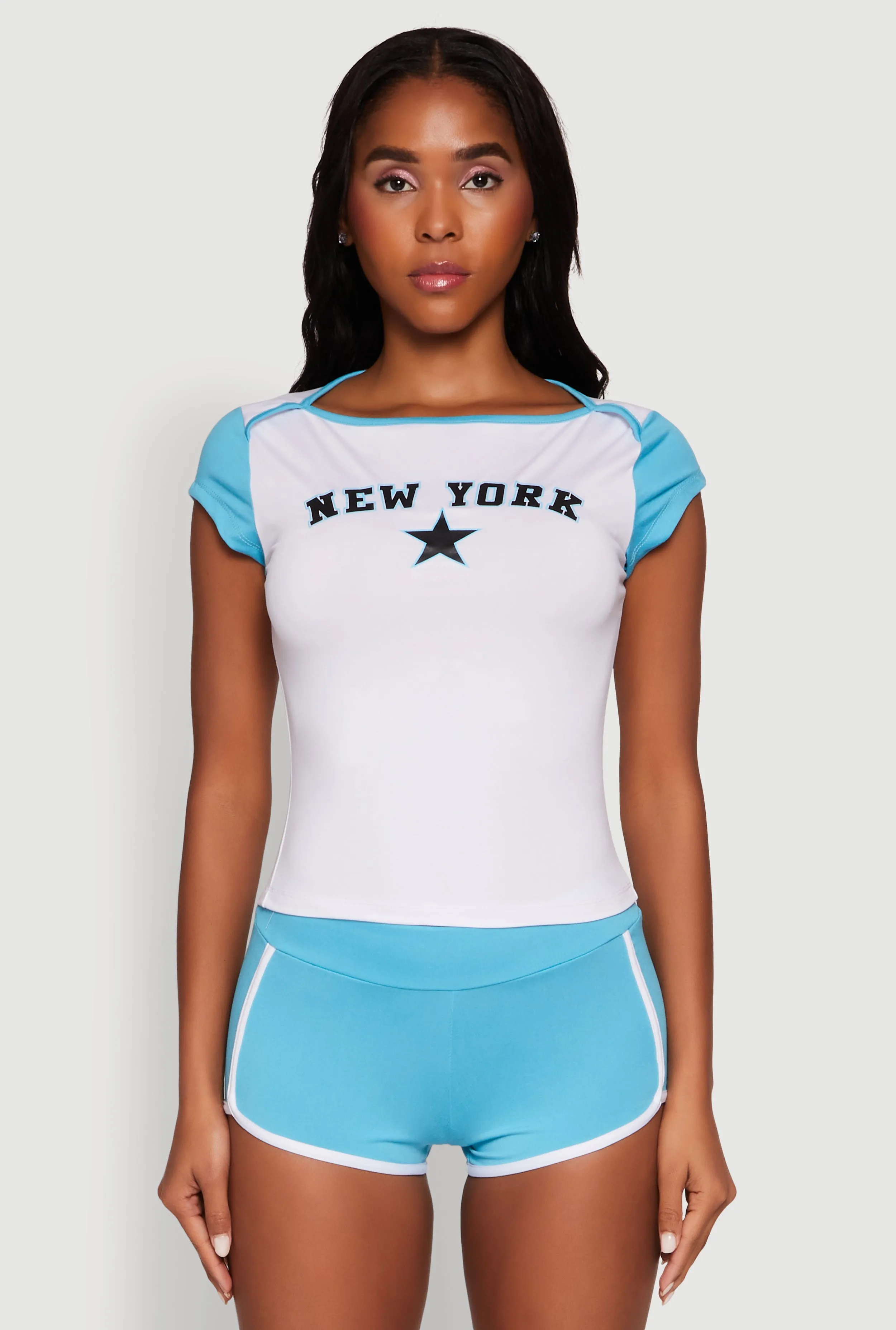 New York Graphic Color Block T Shirt sold by Rainbow