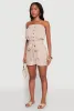Tie Waist Belted Striped Strapless Cargo Romper sold by Rainbow