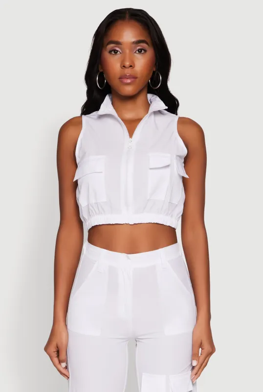 Cargo Pocket Zip Front Windbreaker Vest sold by Rainbow