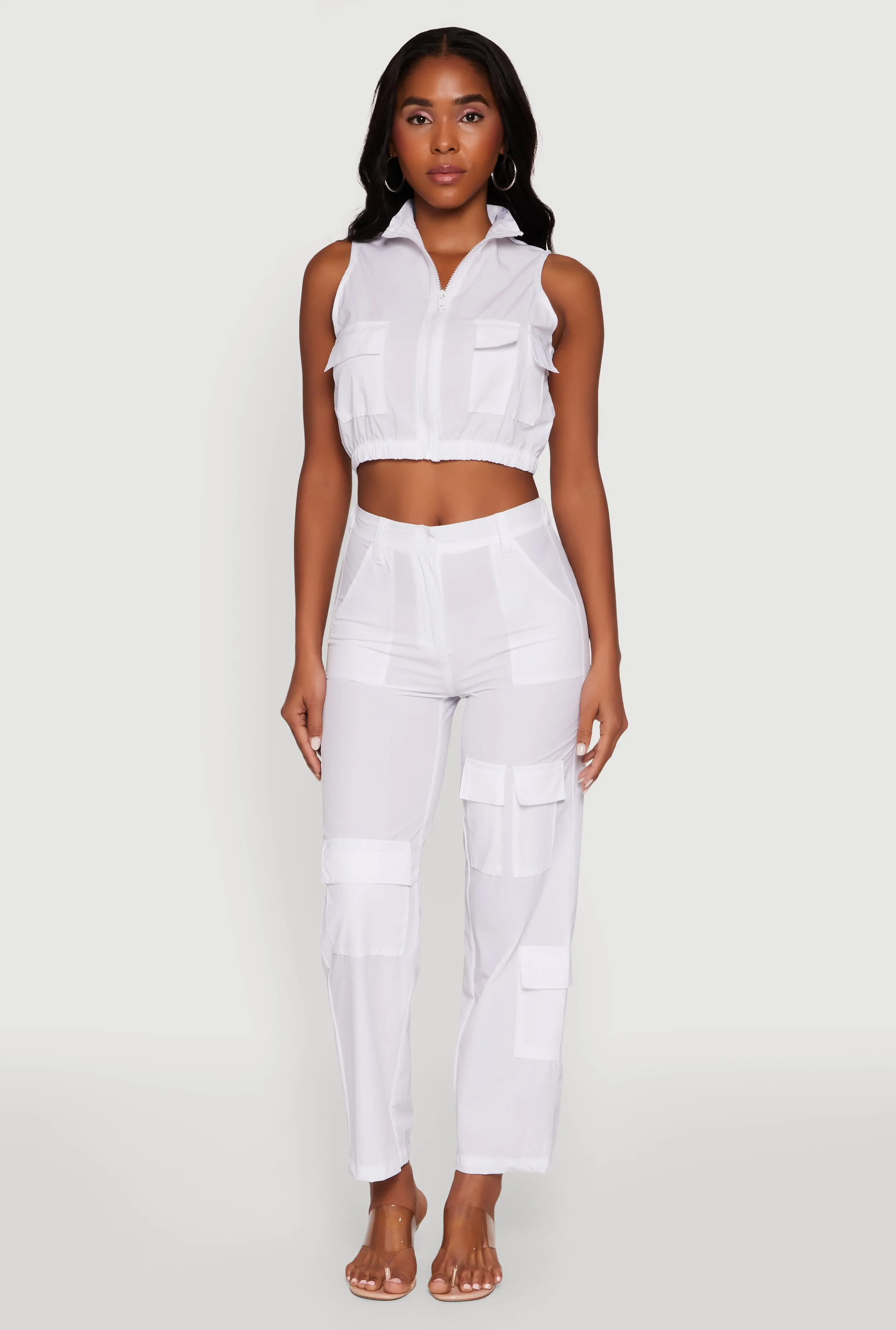 Cargo Pocket Zip Front Windbreaker Vest sold by Rainbow product image thumbnail 2