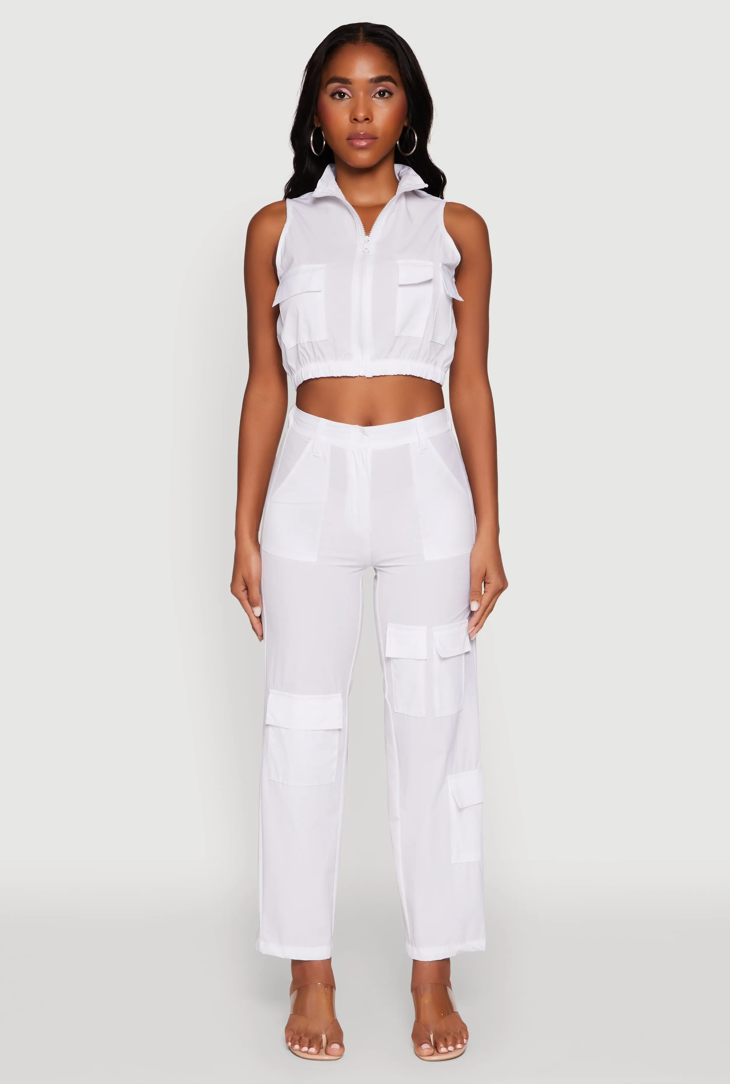 Cargo Pocket Zip Front Windbreaker Vest sold by Rainbow product image thumbnail 3