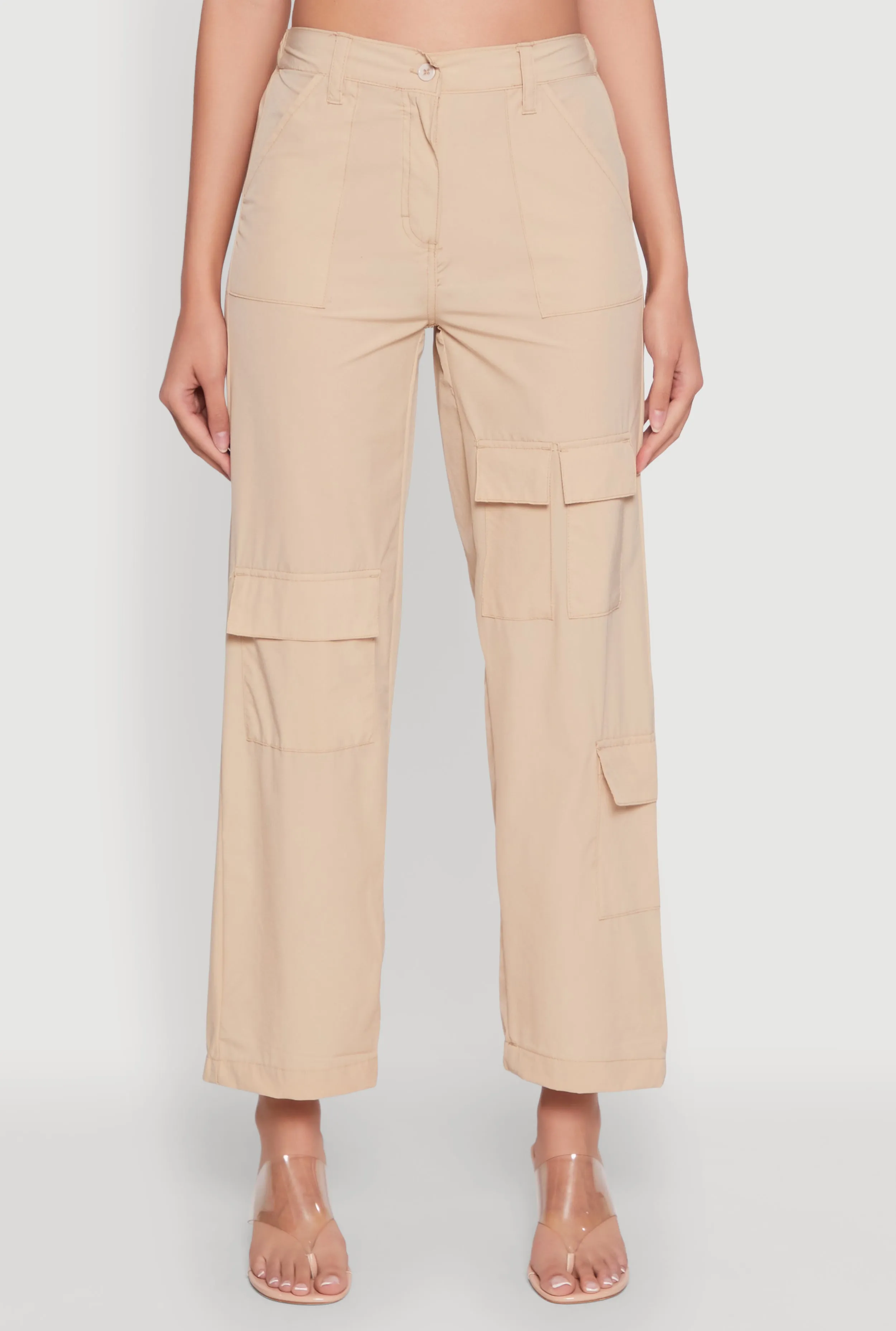 High Waisted Wide Leg Stretch Cargo Pants sold by Rainbow product image thumbnail 3