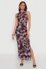 Haute Monde Side Ruched Floral Mesh Dress sold by Rainbow