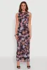 Haute Monde Side Ruched Floral Mesh Dress sold by Rainbow