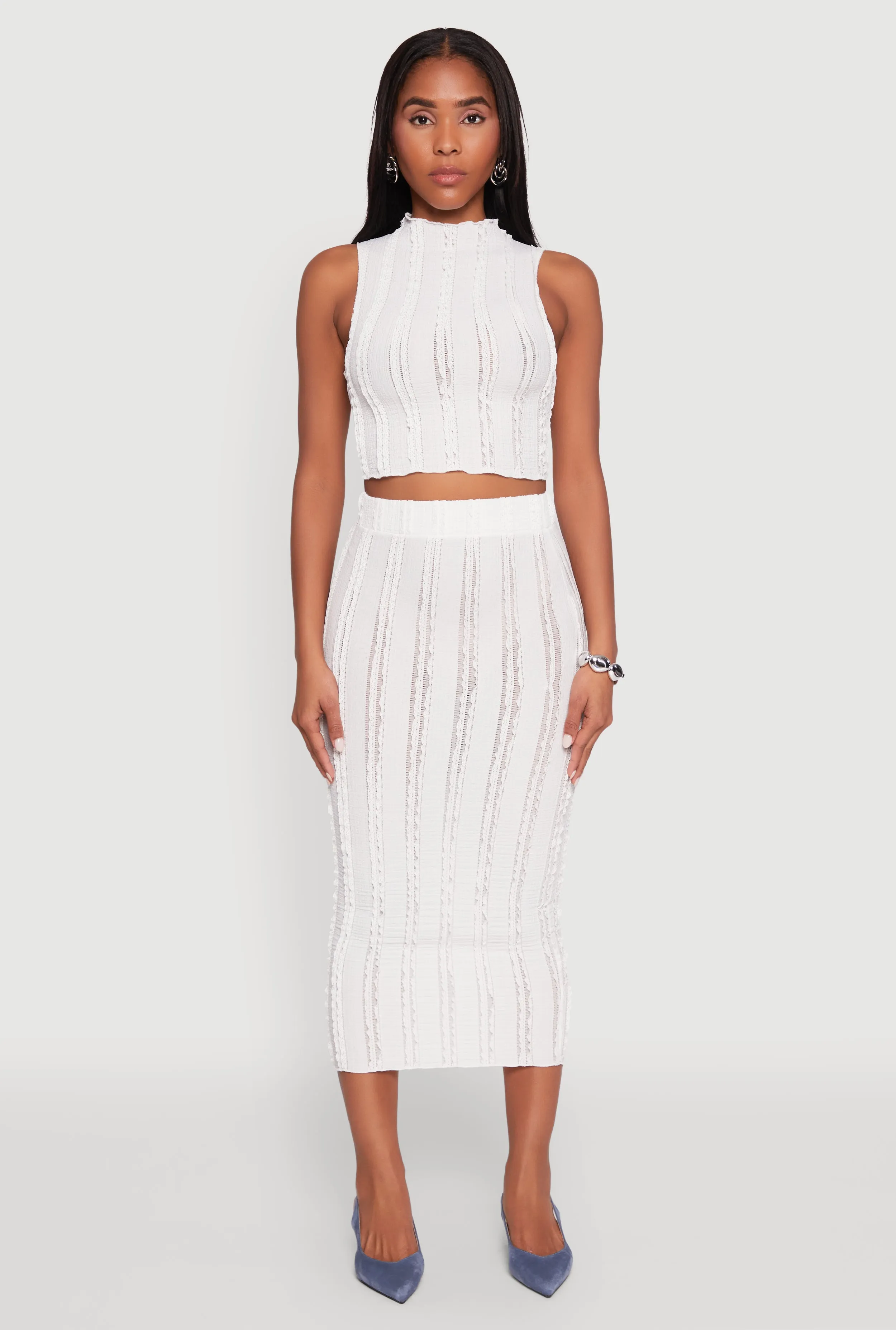 Textured Knit High Waisted Midi Skirt sold by Rainbow product image thumbnail 2