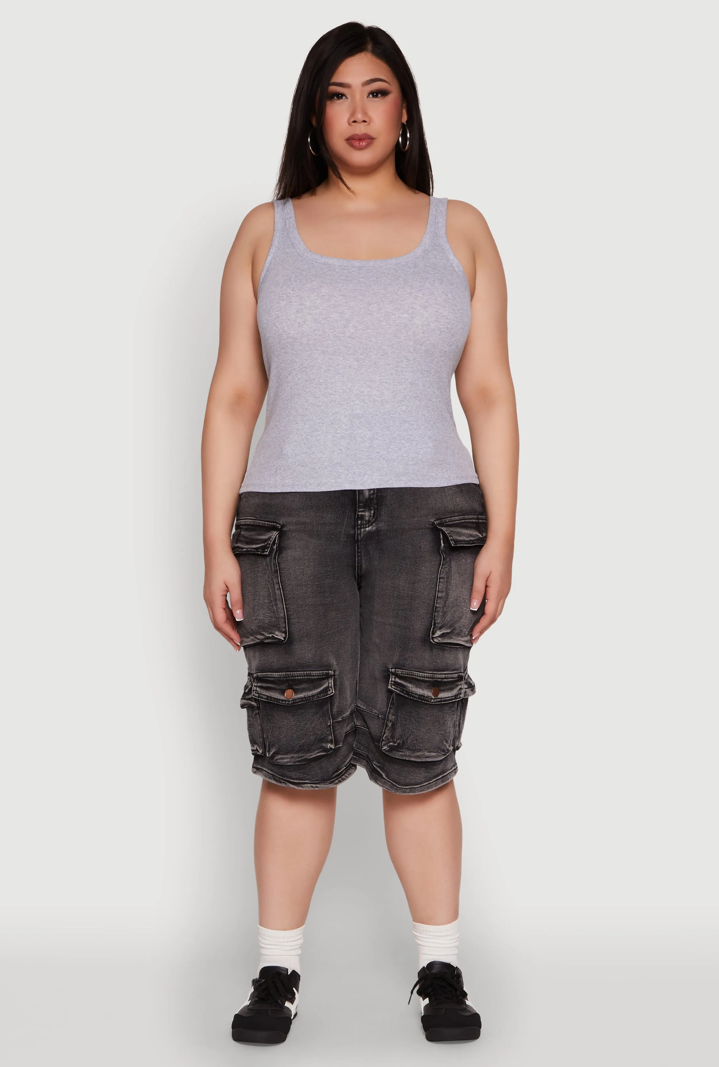 Plus Size Rib Knit Basic Tank Top sold by Rainbow product image thumbnail 3