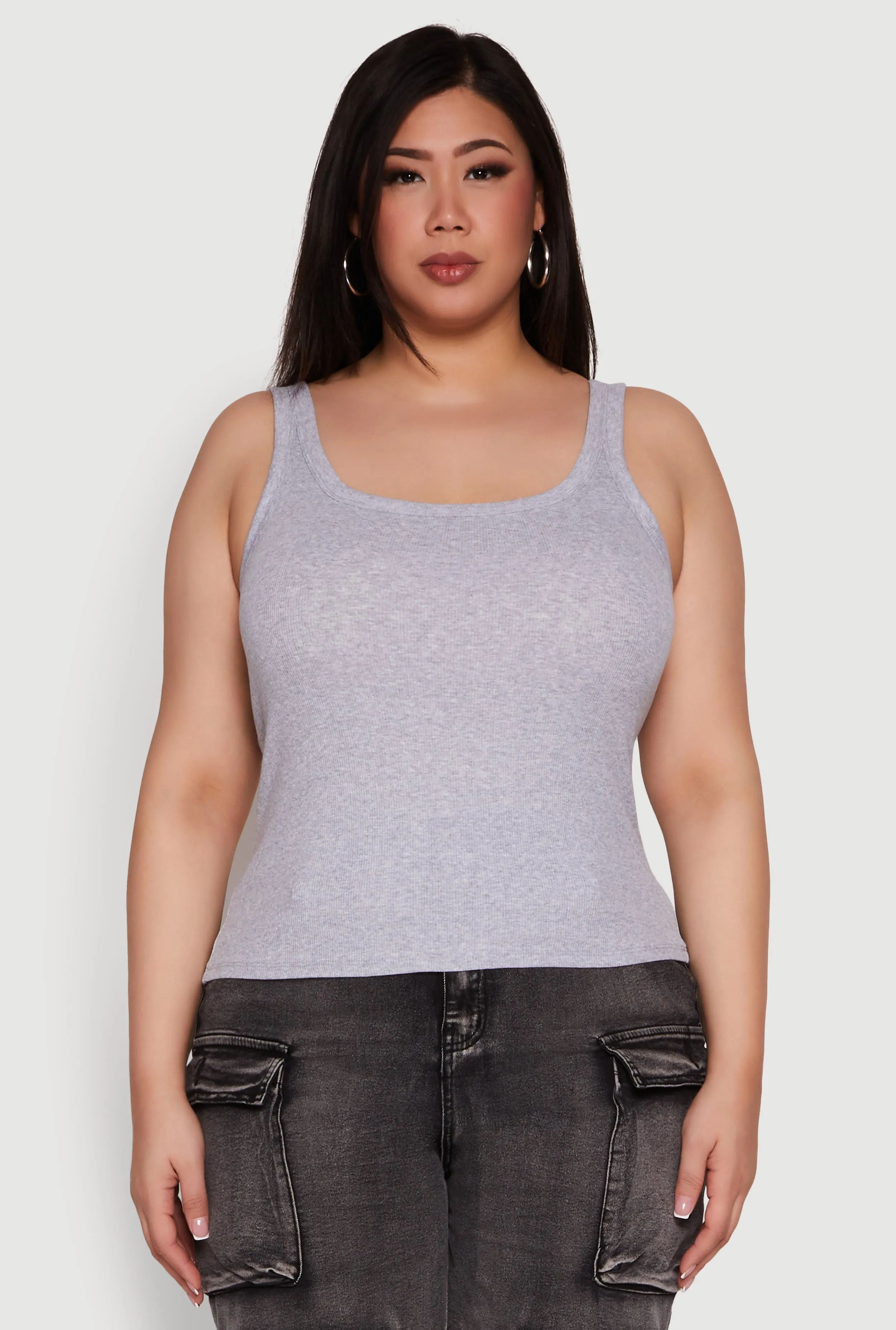 Plus Size Rib Knit Basic Tank Top sold by Rainbow product image thumbnail 2