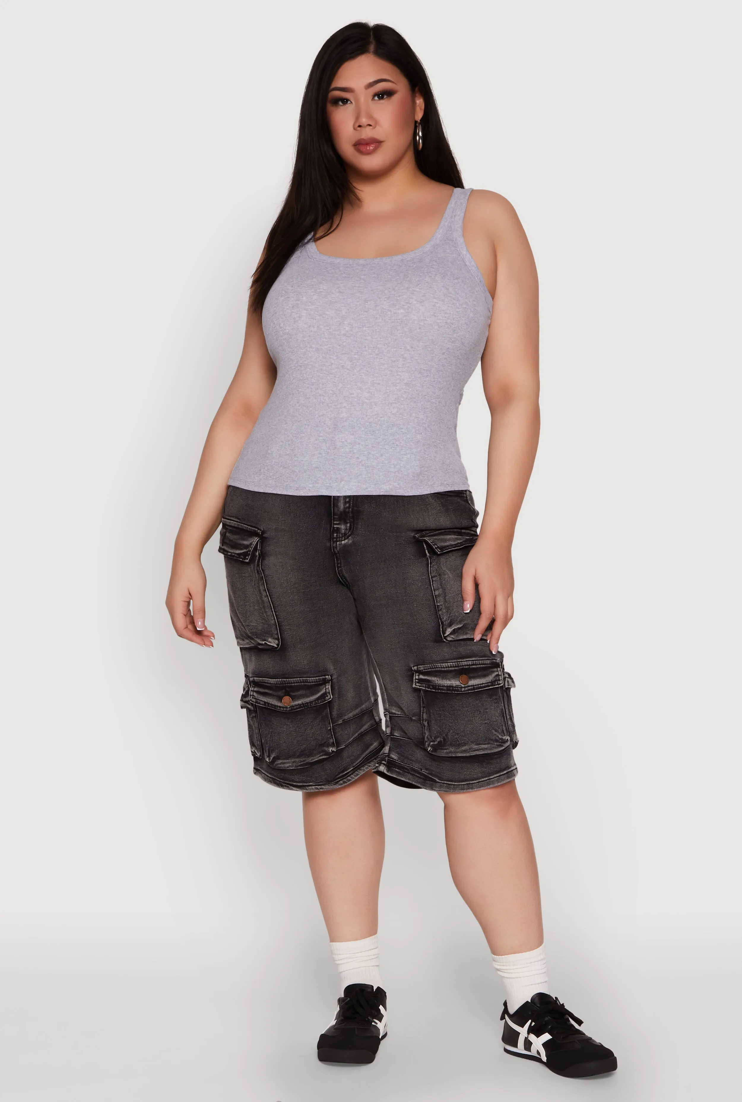 Plus Size Rib Knit Basic Tank Top sold by Rainbow