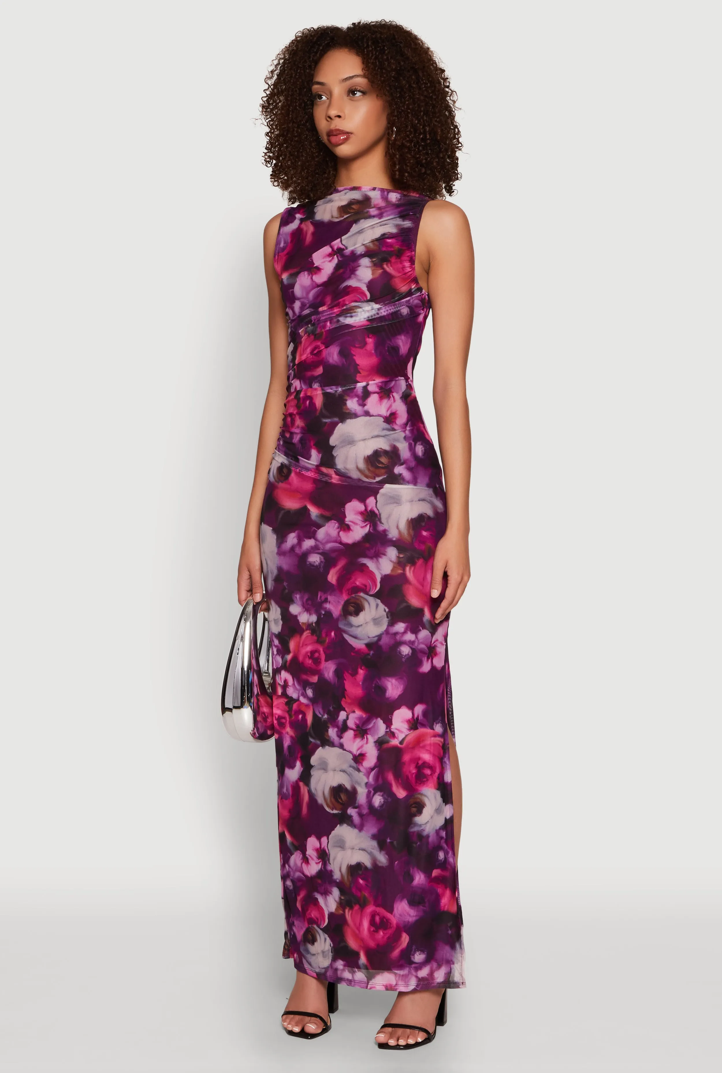 Haute Monde Side Ruched Floral Mesh Dress sold by Rainbow product image thumbnail 3
