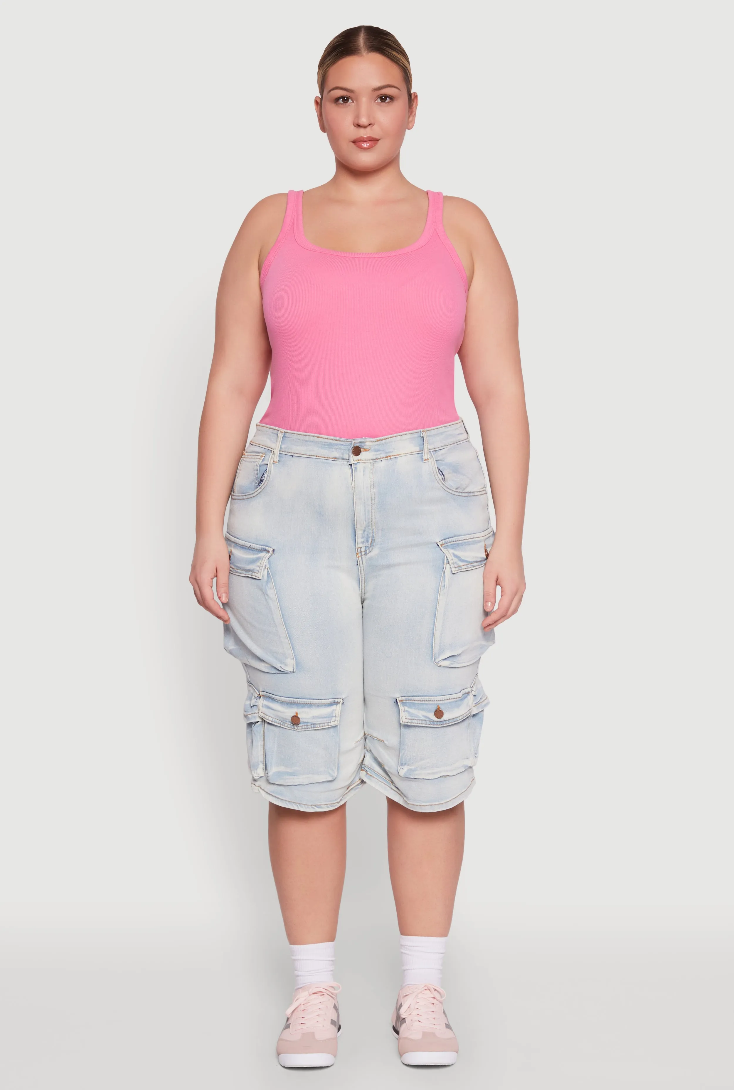 Plus Size Daisy Denim Cargo Pocket Bermuda Shorts sold by Rainbow product image thumbnail 2