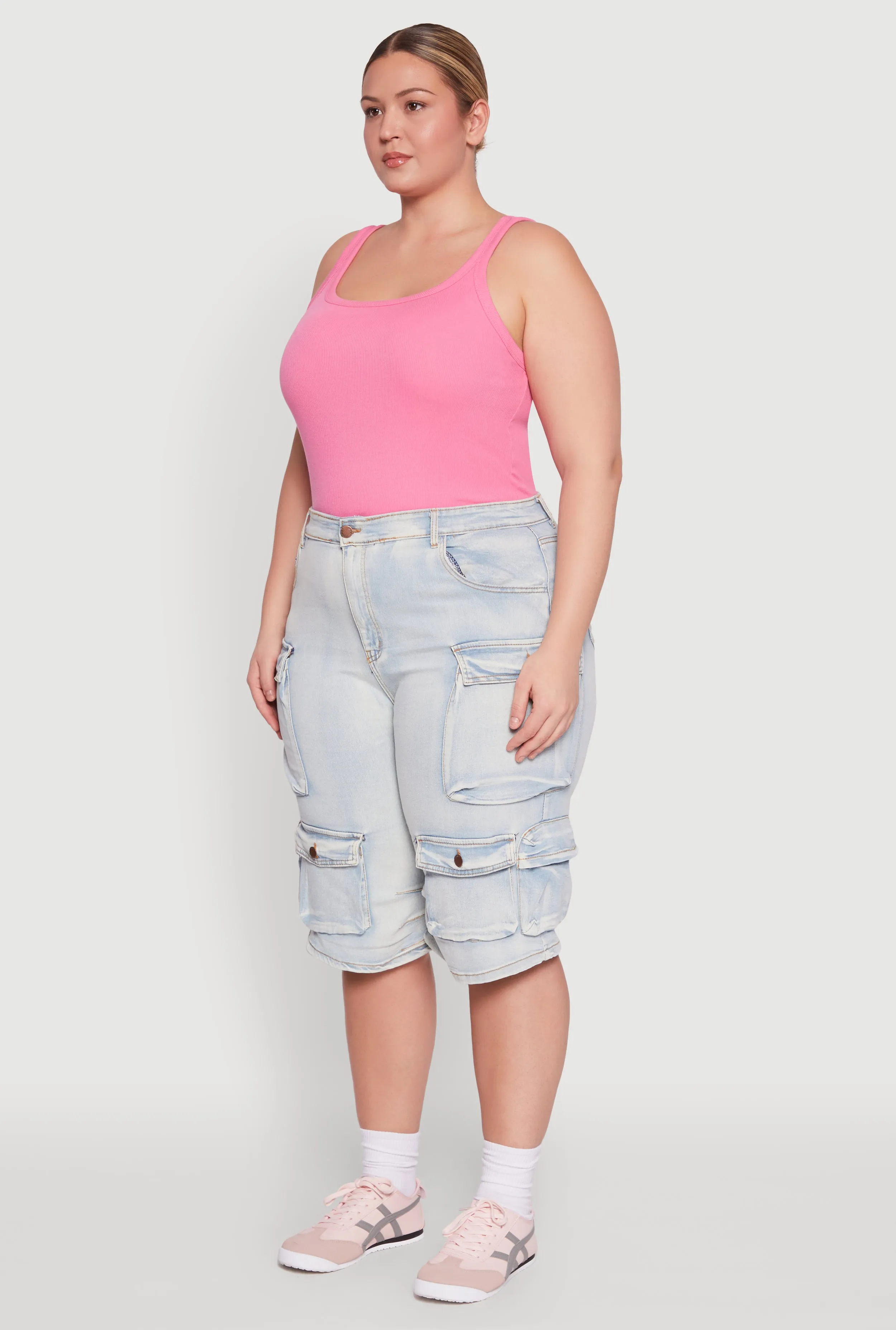 Plus Size Daisy Denim Cargo Pocket Bermuda Shorts sold by Rainbow product image thumbnail 3