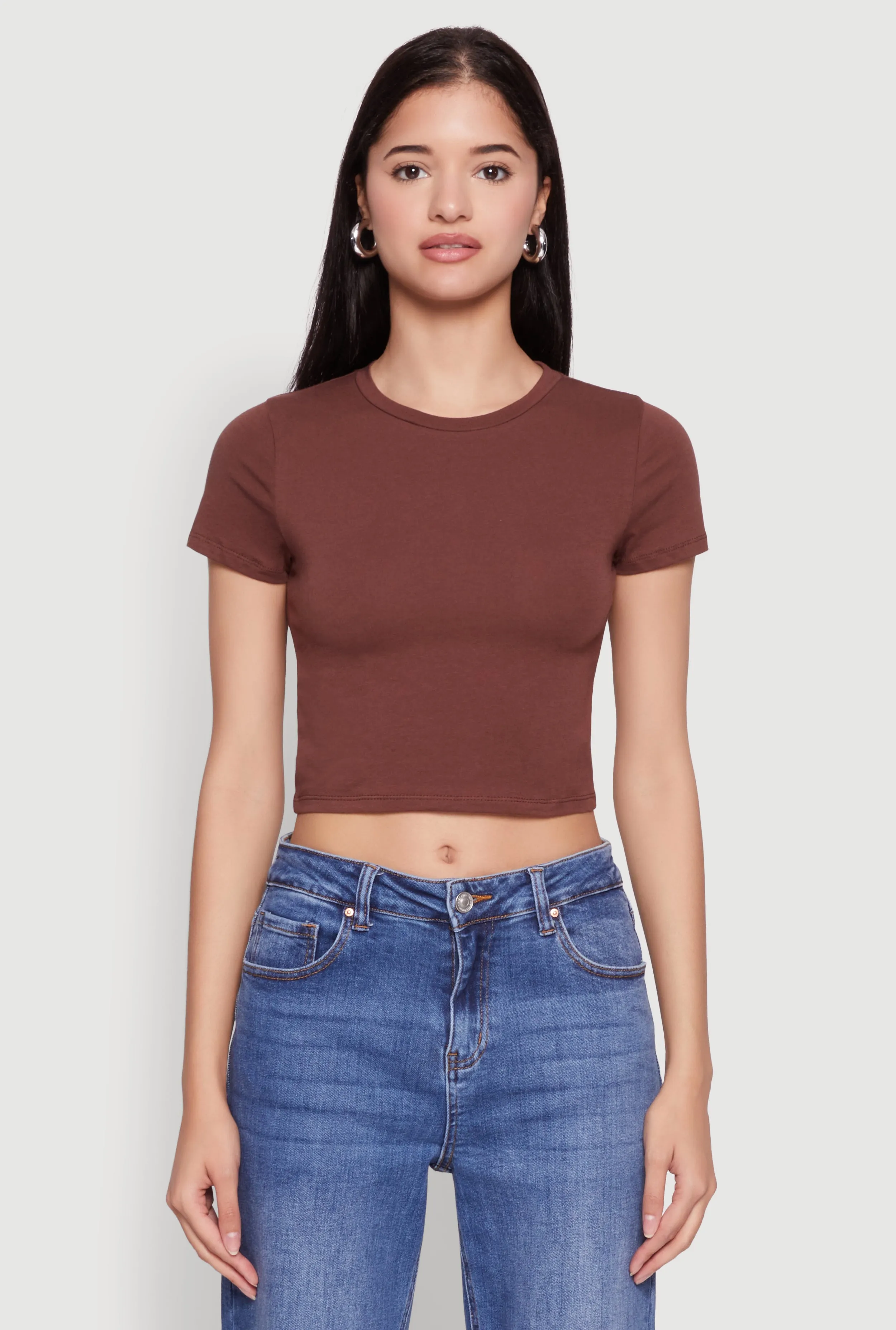 Cropped Short Sleeve Crew Neck Tee sold by Rainbow product image thumbnail 2