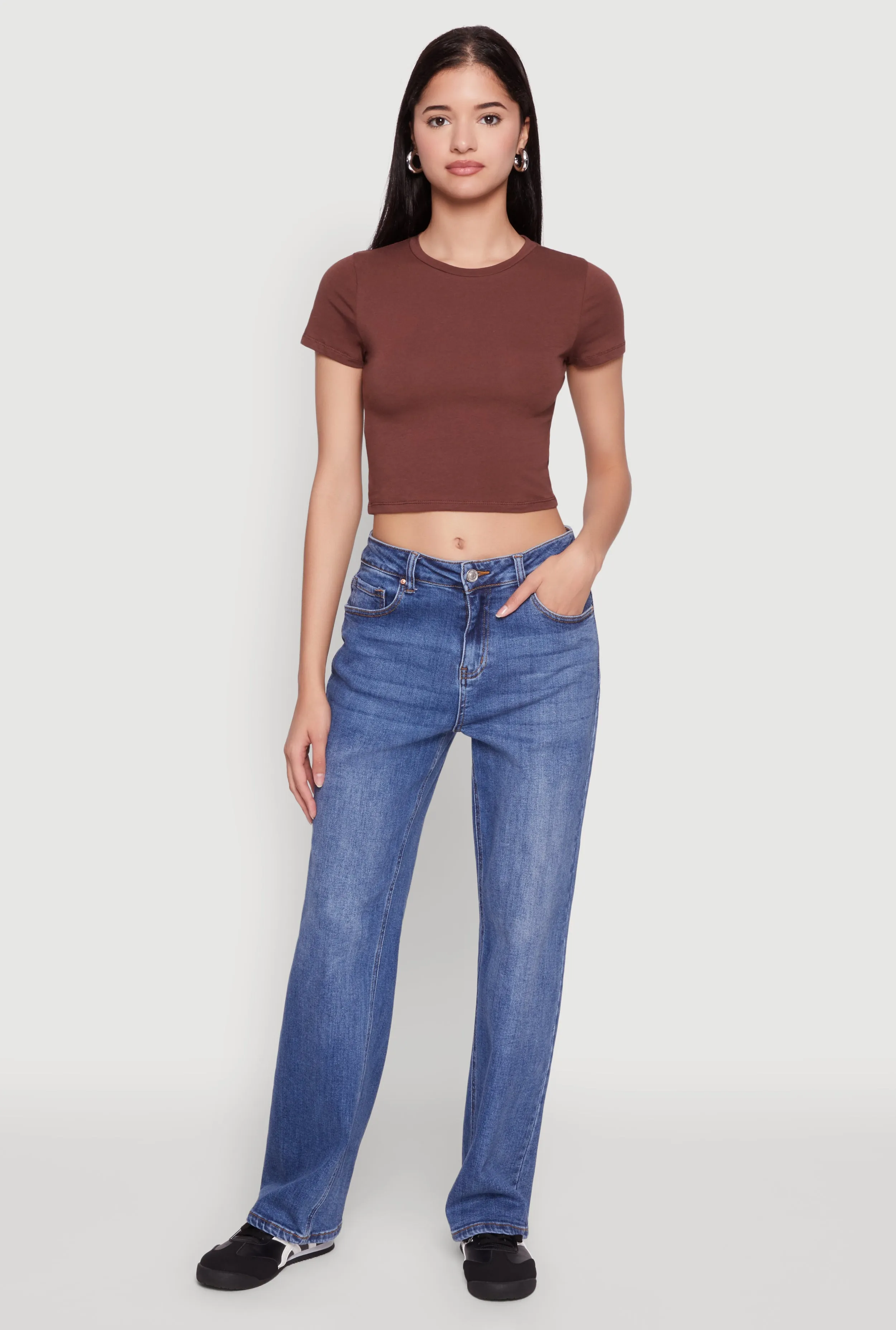 Cropped Short Sleeve Crew Neck Tee sold by Rainbow