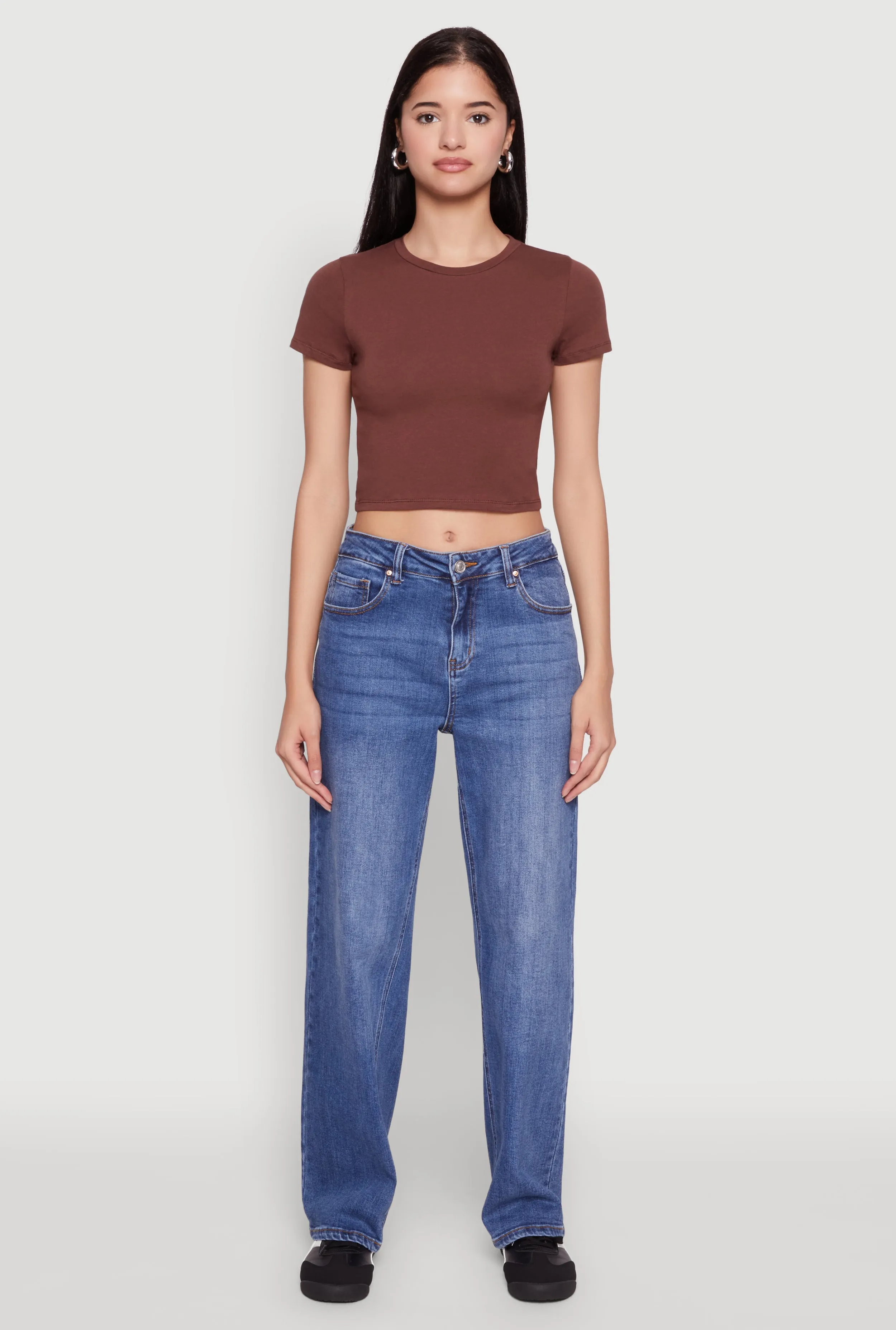 Cropped Short Sleeve Crew Neck Tee sold by Rainbow product image thumbnail 3