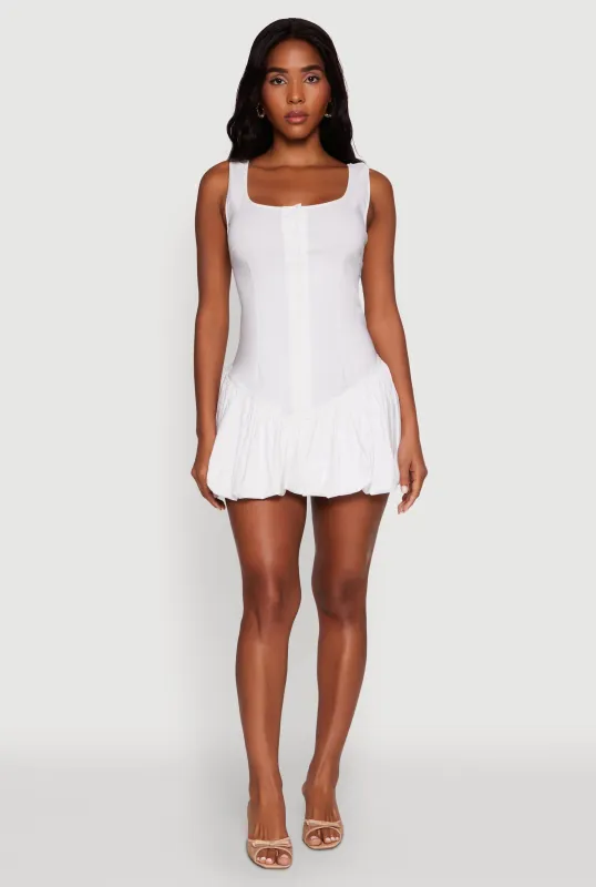 Madden Girl Button Front Mini Bubble Hem Dress sold by Rainbow
