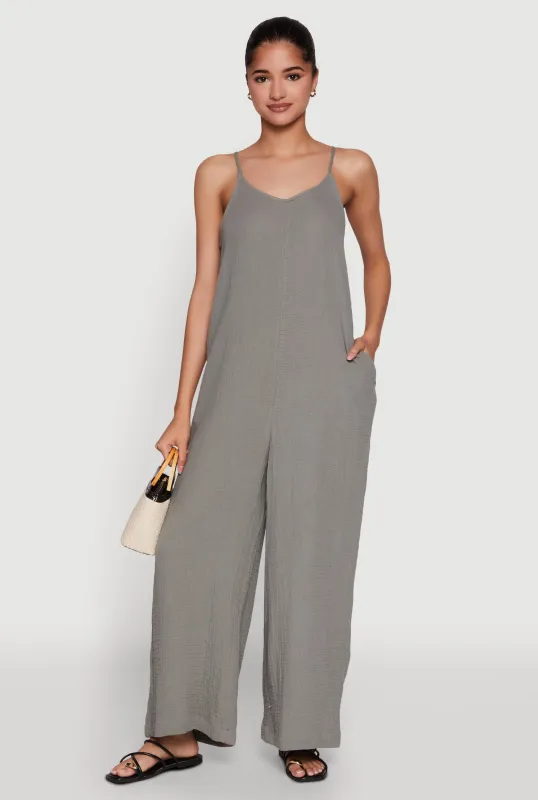 Gauze Knit Wide Leg Jumpsuit sold by Rainbow