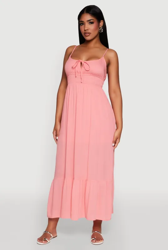 Tie Front Keyhole Maxi Dress sold by Rainbow