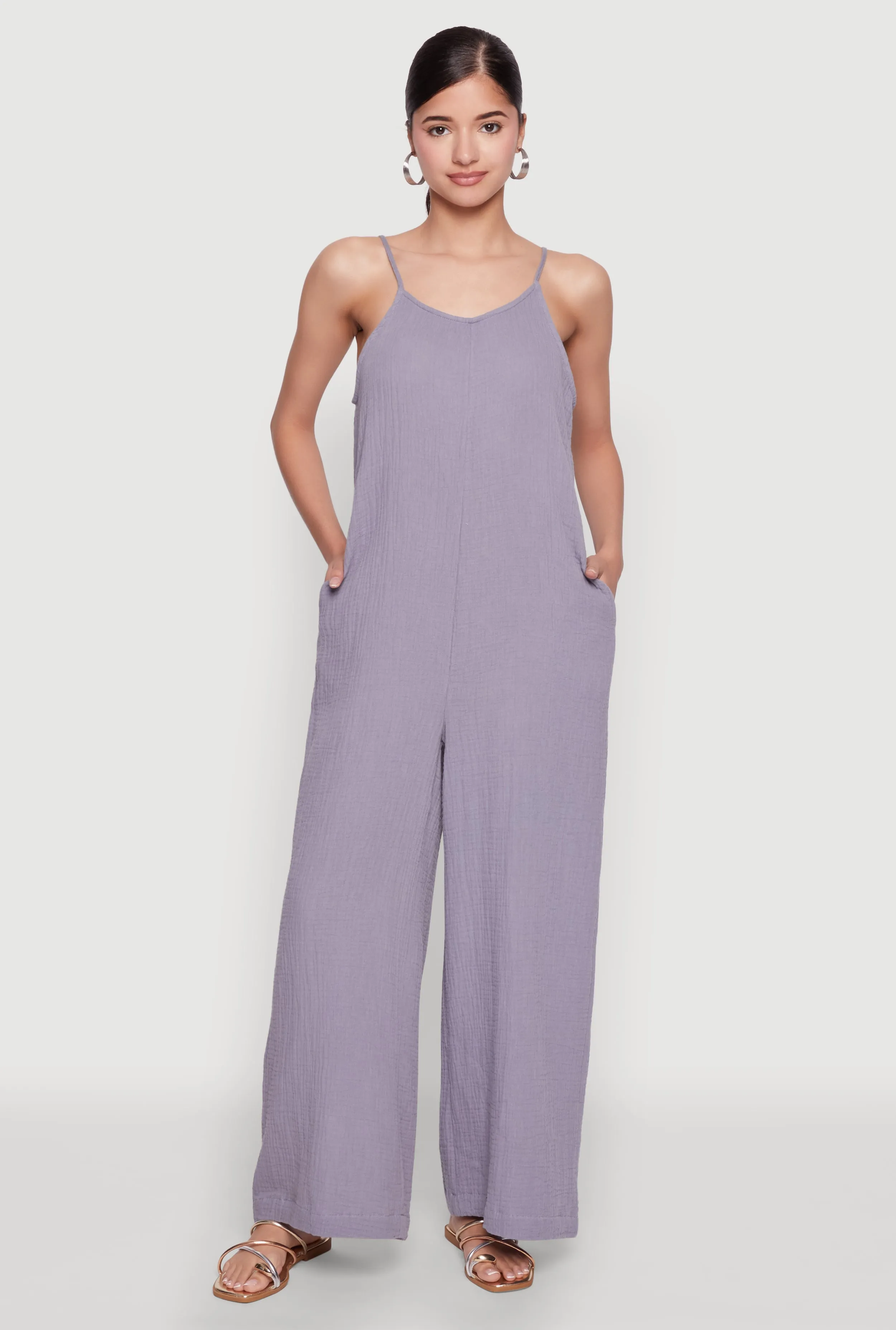 Gauze Knit Wide Leg Jumpsuit sold by Rainbow