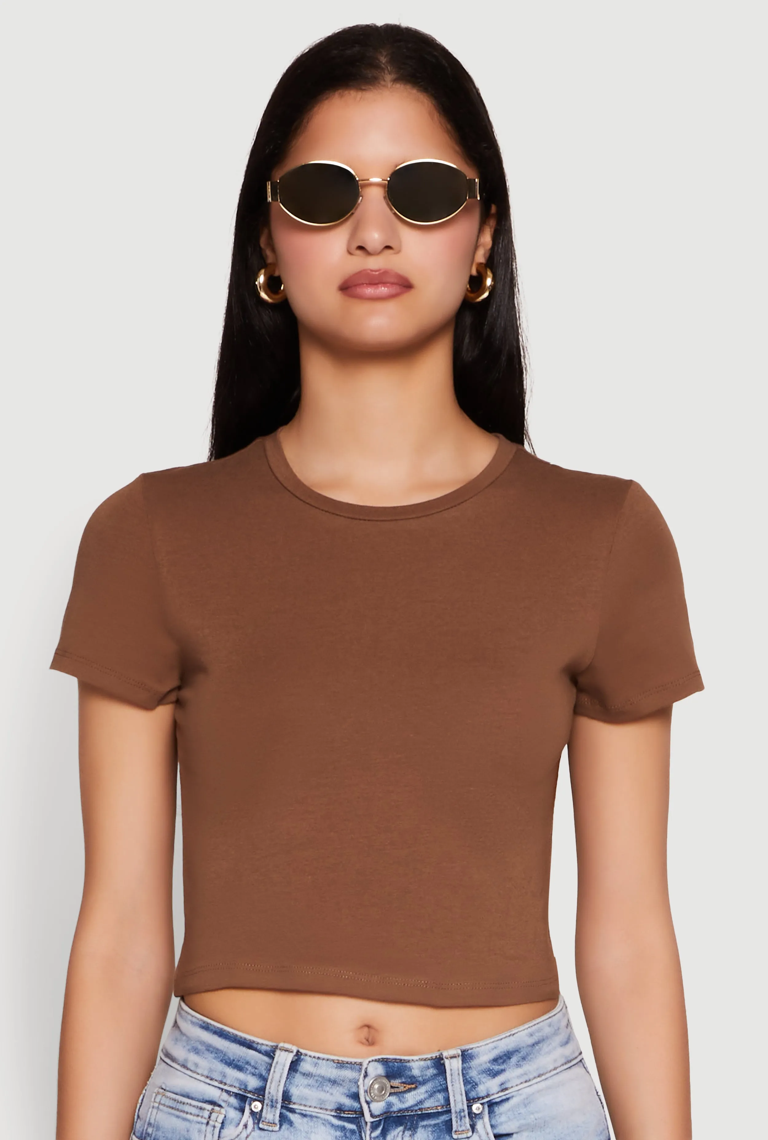 Cropped Short Sleeve Crew Neck Tee sold by Rainbow product image thumbnail 2