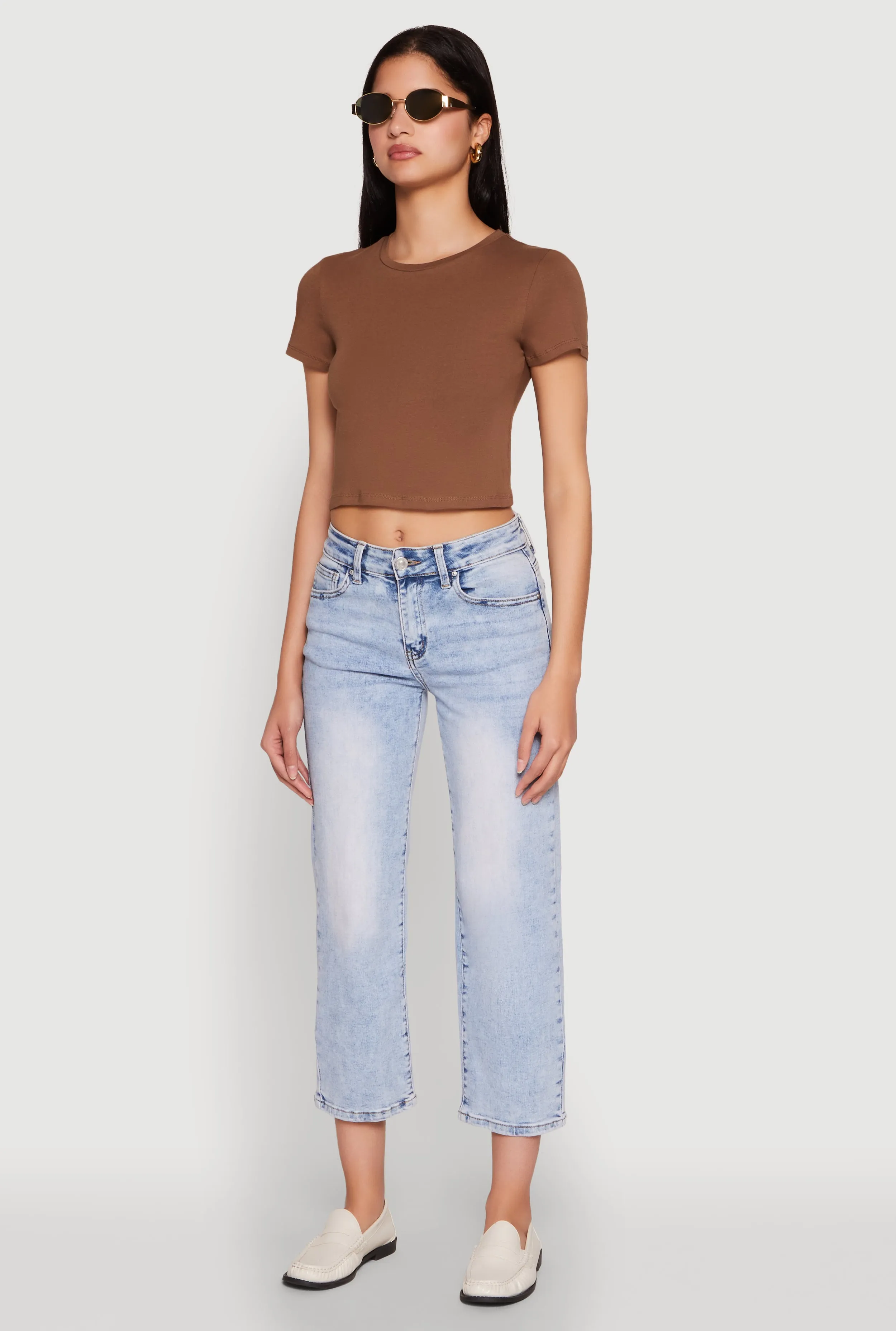 Cropped Short Sleeve Crew Neck Tee sold by Rainbow product image thumbnail 5