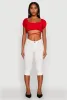 Ruched Tie Back Bubble Sleeve Crop Top sold by Rainbow