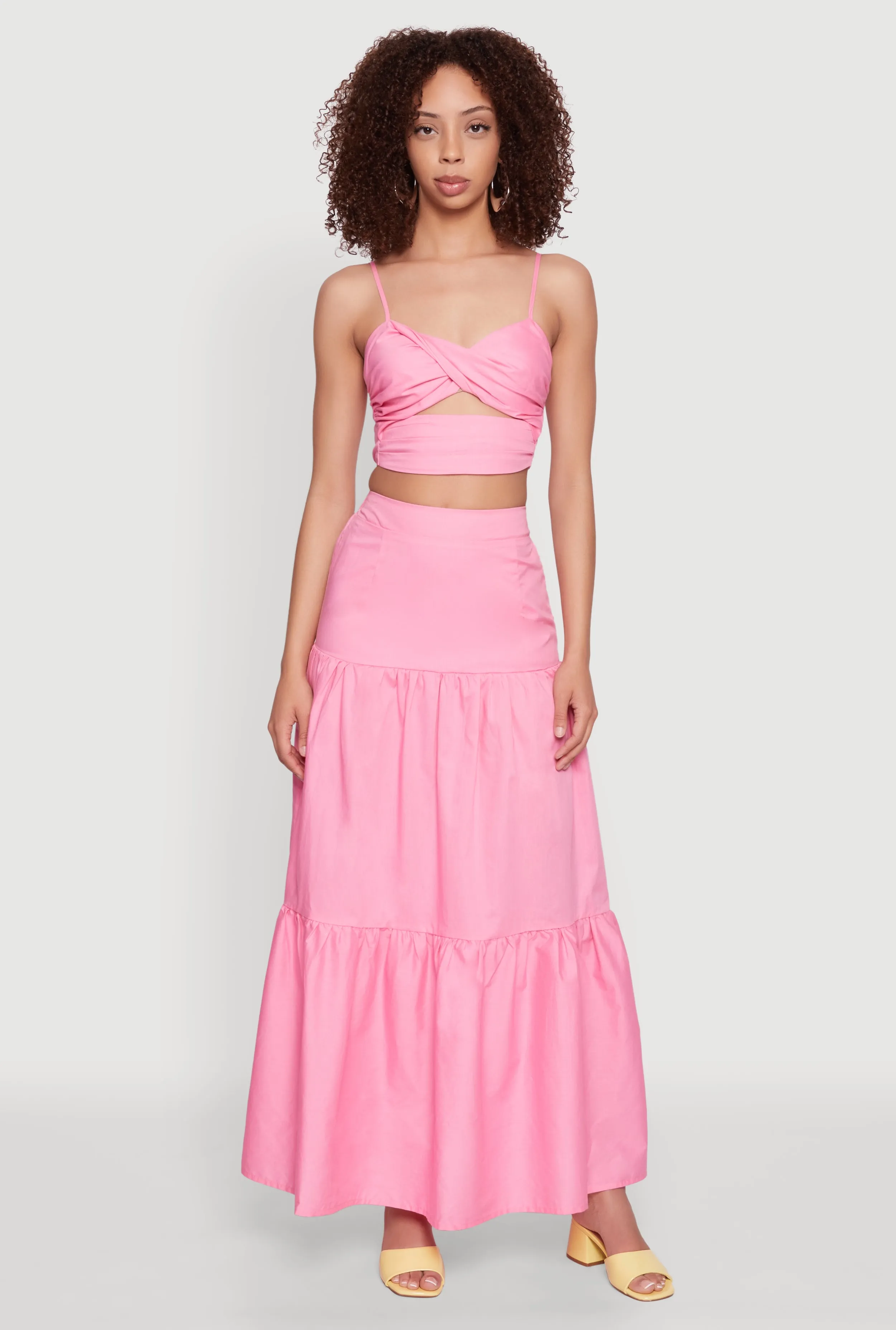 Poplin High Waist Tiered Maxi Skirt sold by Rainbow