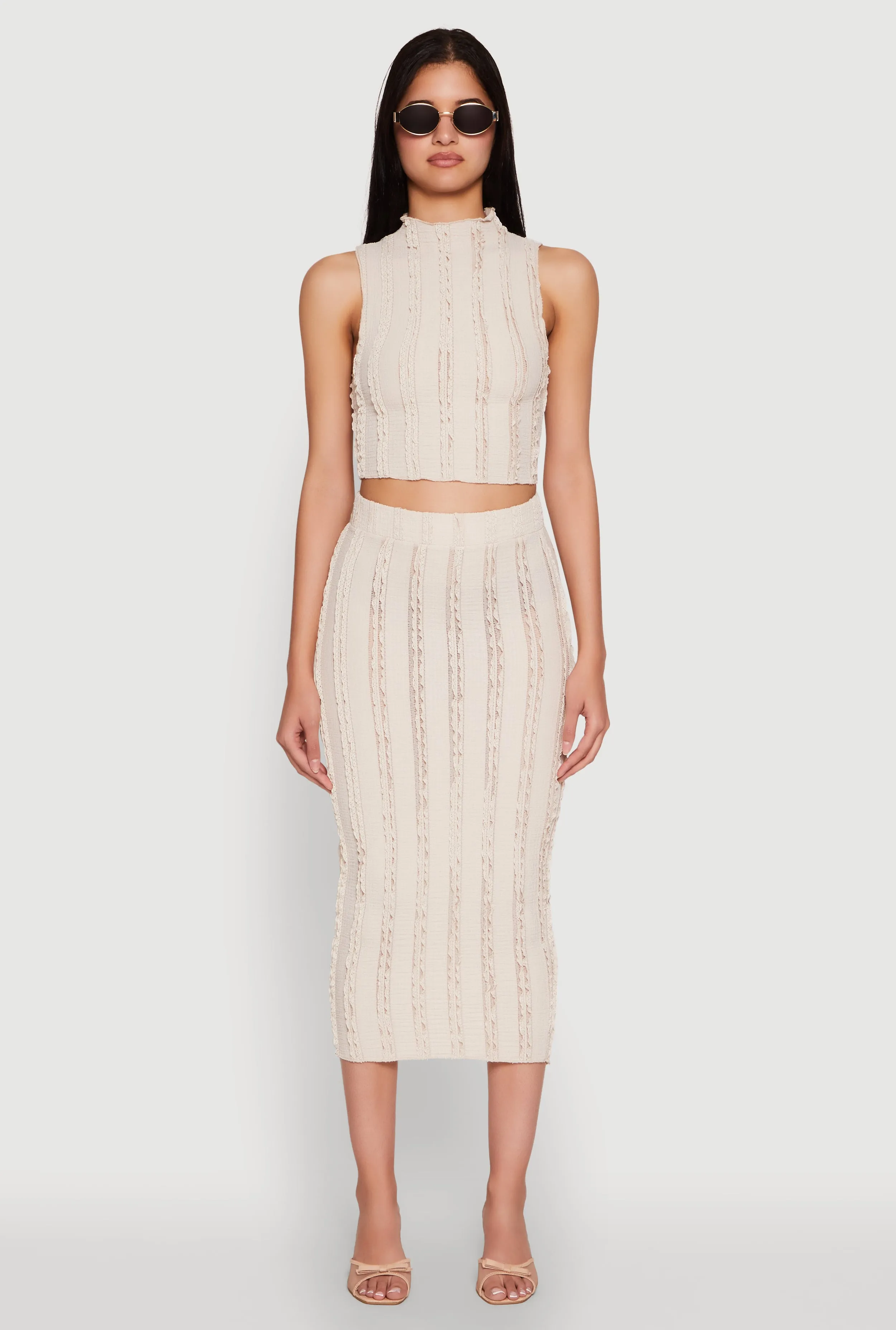 Textured Knit Cropped Tank Top sold by Rainbow product image thumbnail 2