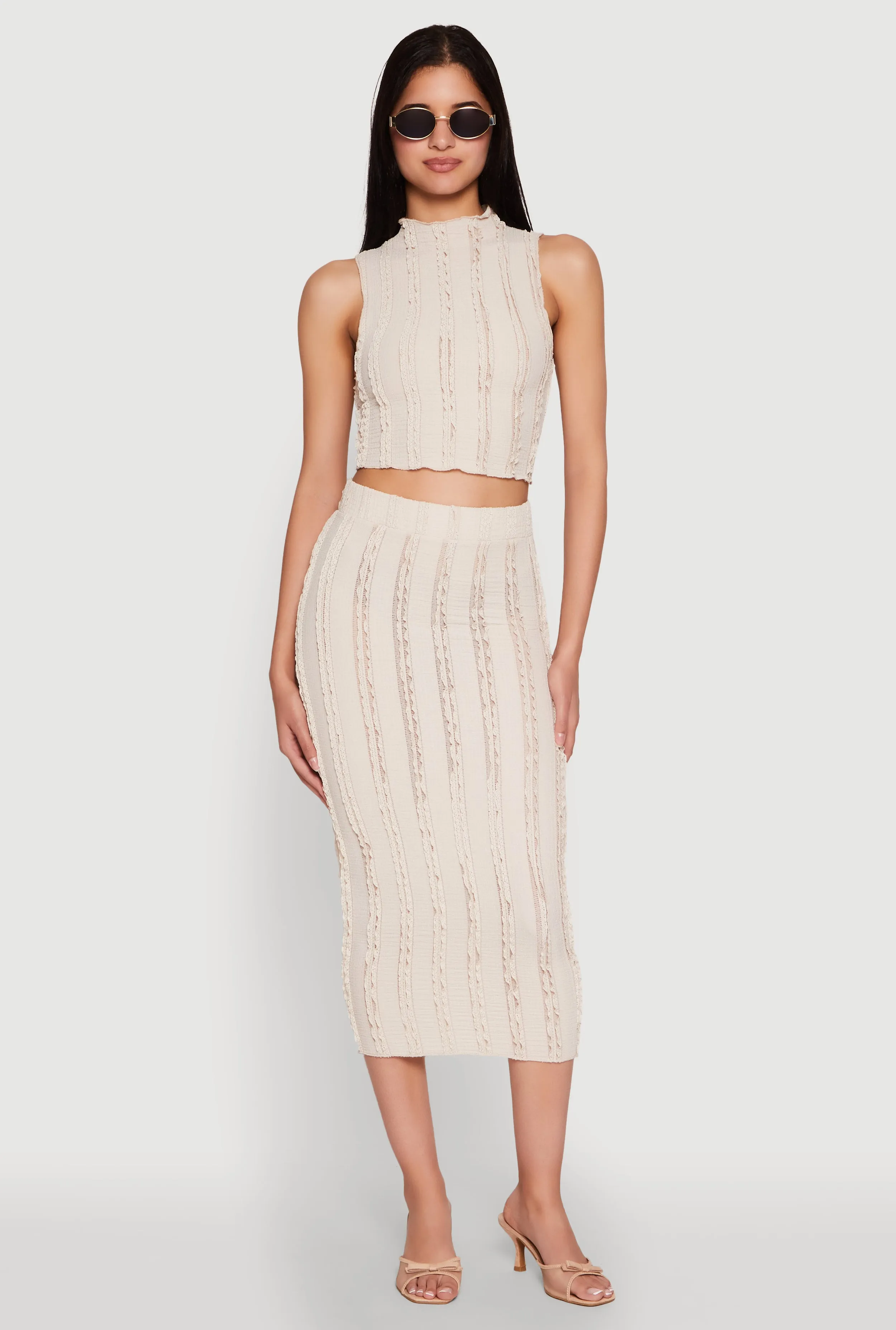 Textured Knit Cropped Tank Top sold by Rainbow product image thumbnail 3