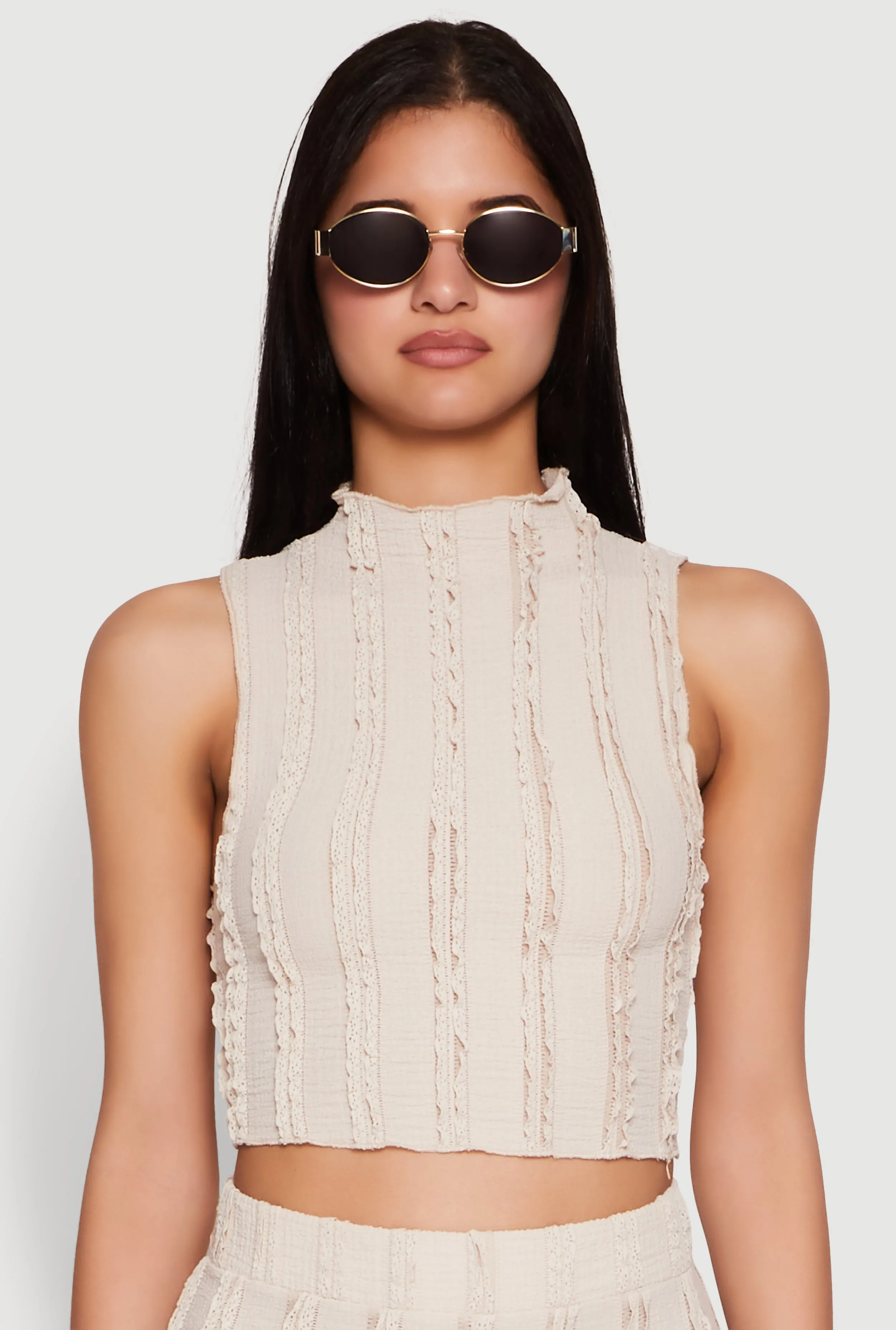 Textured Knit Cropped Tank Top sold by Rainbow