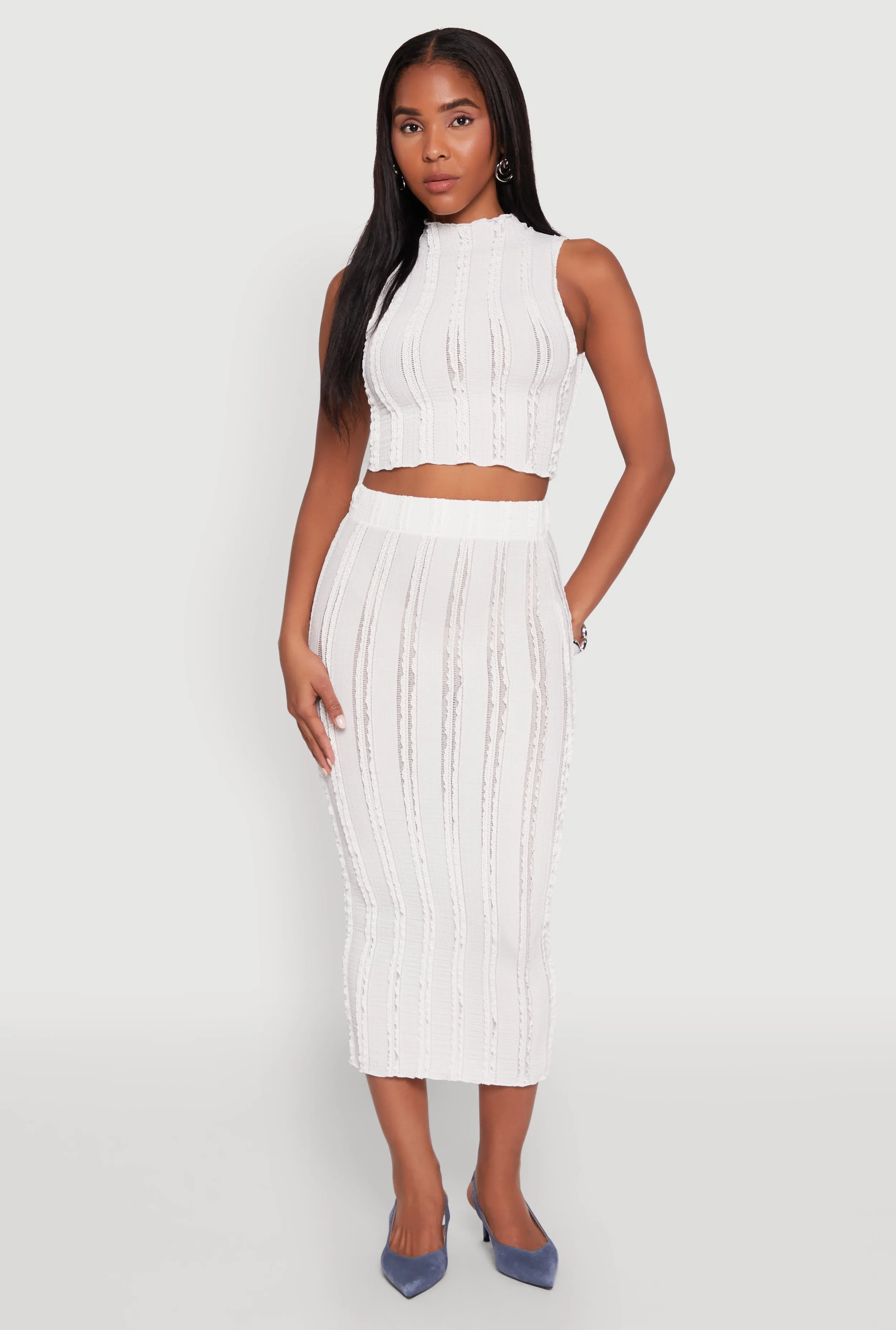 Textured Knit Cropped Tank Top sold by Rainbow product image thumbnail 2