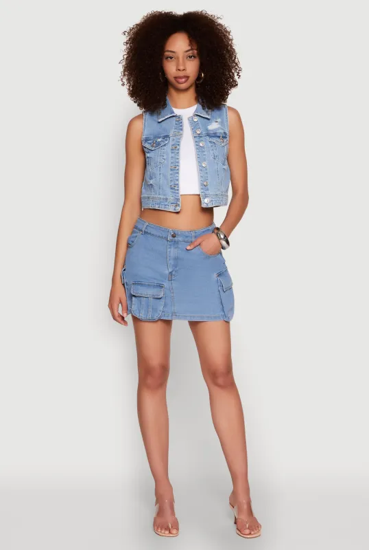 Haute Monde Denim Utility Mini Skirt made by Haute Monde