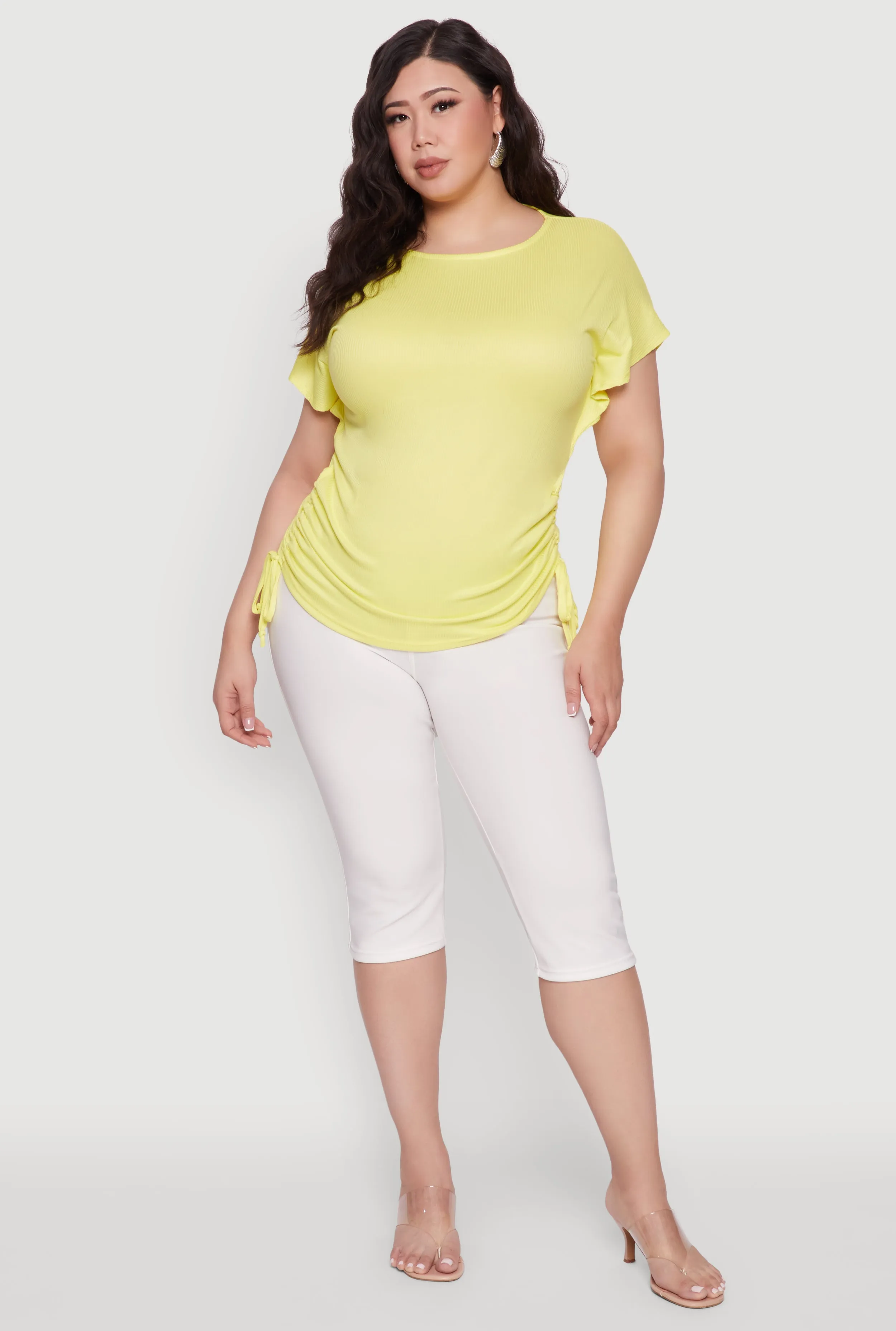 Plus Size Drawstring Side Flutter Sleeve Top sold by Rainbow product image thumbnail 3