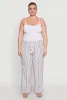Plus Size Striped Drawstring Waist Palazzo Pants sold by Rainbow