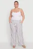 Plus Size Striped Drawstring Waist Palazzo Pants sold by Rainbow